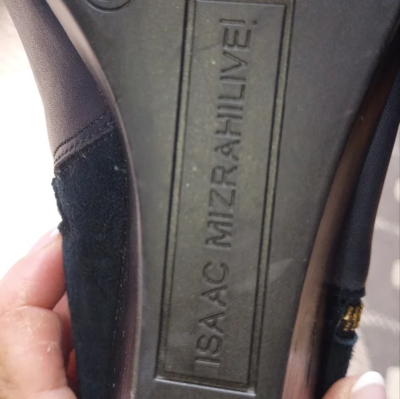 NWT.ISAAC MIZRAHI KIERRA DARK BLUE LEATHER & SUEDE ANKLE BOOTS, 6.5W - Picture 6 of 8